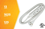 SlimLine 2232 Angled Flat Plug Extension Cord, Space Saving Flat Design, 3 Grounded Outlets, 13 - 6