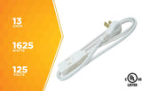 SlimLine 2235 Indoor Flat Plug Extension Cord, 3 Foot Cord, Right Angled Plug, 16 gauge, 3 Pola - 6