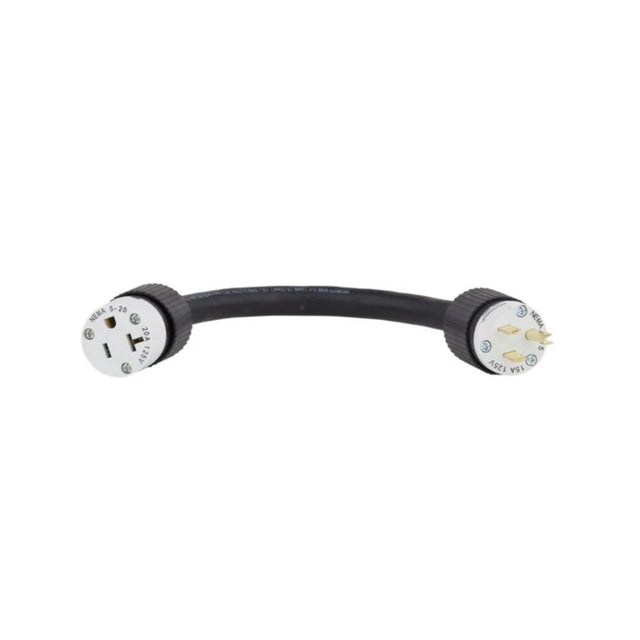 Southwire 100079 Power Cord Adapter T-Slot, Nema Female 5-20 20A 125V To Male U-ground 5-15 15A 125V
