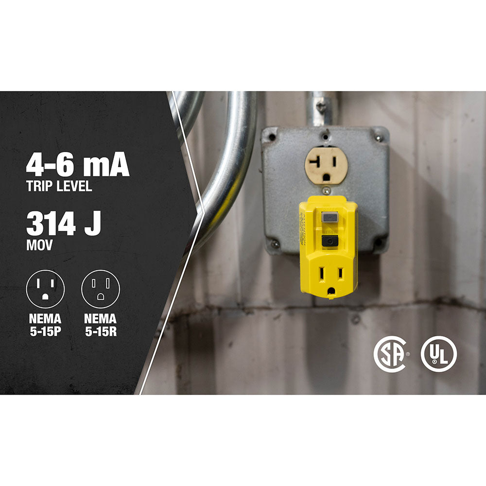 Southwire 14650013-6 GFCI Plug-In Adapter; 15 Amp, 120 Volt - 5