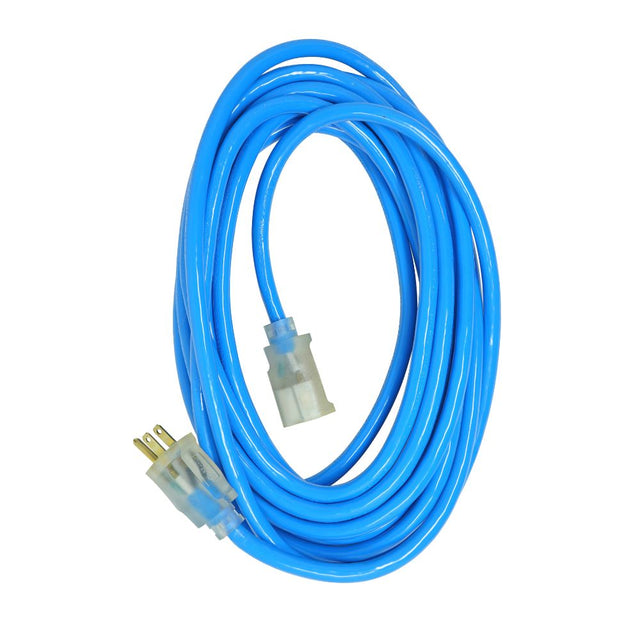 Southwire 2437 25' 12/3 Gauge SJTW ColdFlex Tritap Extension Cord, Blue Color