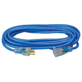 Southwire 2467SW8806 14/3 25' SJTW Low Temp Blue Extension Cord with Lighted End