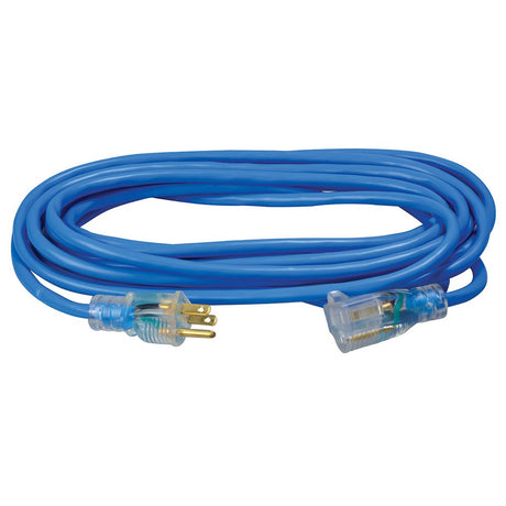 Southwire 2467SW8806 14/3 25' SJTW Low Temp Blue Extension Cord with Lighted End