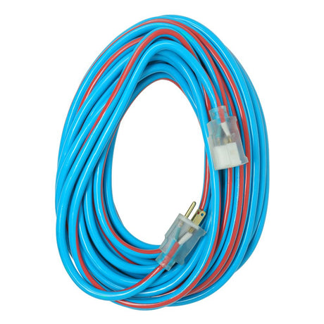 Southwire 2548SW0064 50' Extension Cord, 12/3 Gauge SJTW, Cool Blue/Red Color, Low Energy