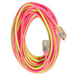 Southwire 2548SW0077 50' Extension Cord, 12/3 Gauge SJTW, Cool Pink/Green Color, Low Energy