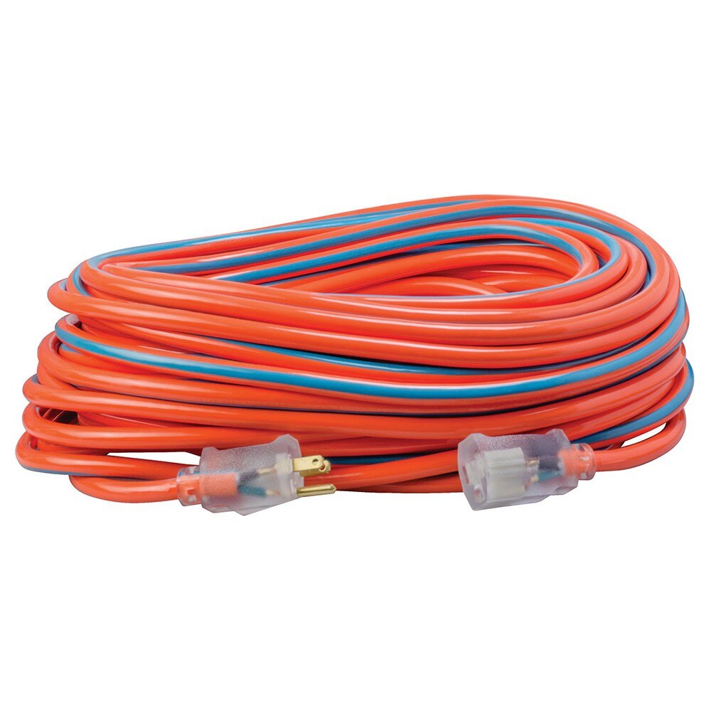 Southwire 2549SW003V 12/3 100' SJTW Orange/Blue Extension Cord with Lighted End