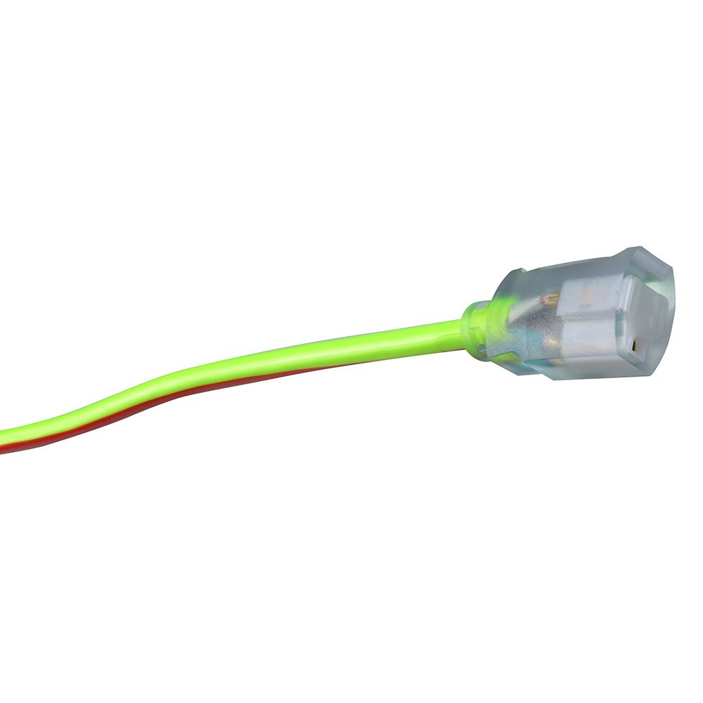 Southwire 2549SW0054 12/3 100' SJTW Green/Red Extension Cord with Lighted End - 2