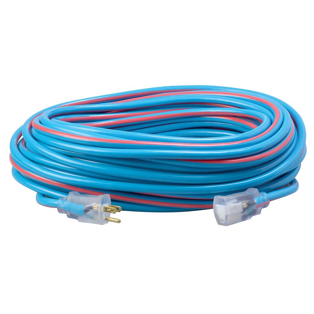 Southwire 2549SW0064 12/3 100' SJTW Blue/Red Extension Cord with Lighted End