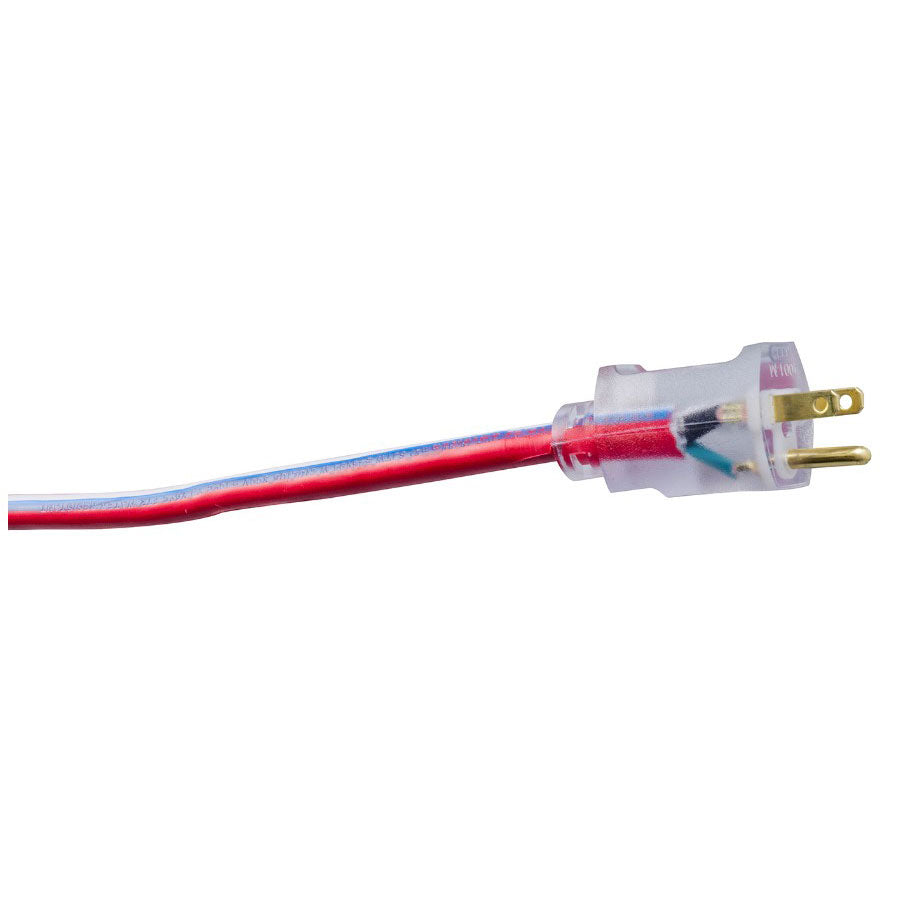 Southwire 2549SWUSA1 12/3 100' SJTW Red/White/Blue Extension Cord W/Lighted Ends - 3