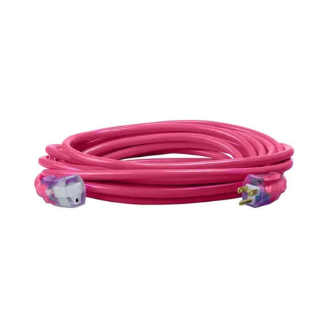 Southwire 2577SW000A 25' Extension Cord, 12/3 Gauge SJTW (Weather Resistant), Cool Pink Color, Low Energy Switch+