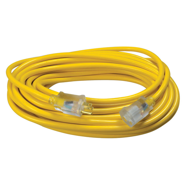 Southwire 2588SW0002 12/3 50' SJTW Yellow Extension Cord with Lighted End