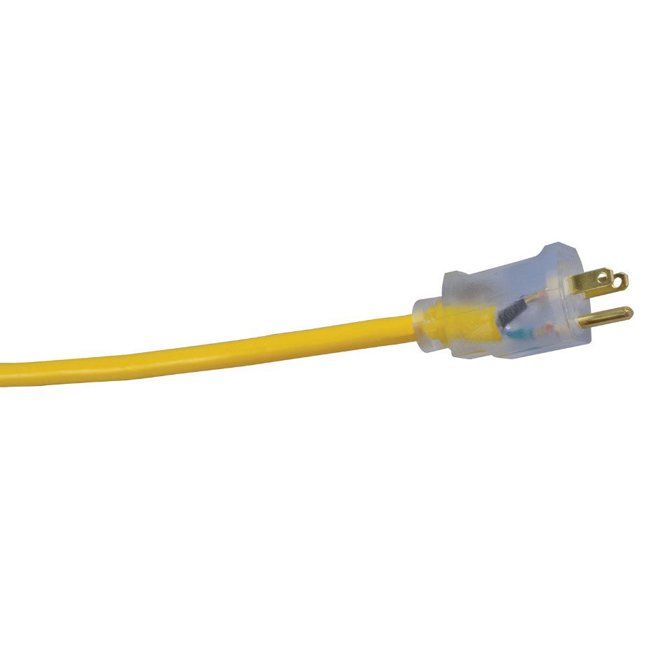 Southwire 2589SW0002 12/3 100' SJTW Yellow Extension Cord with Lighted End - 3