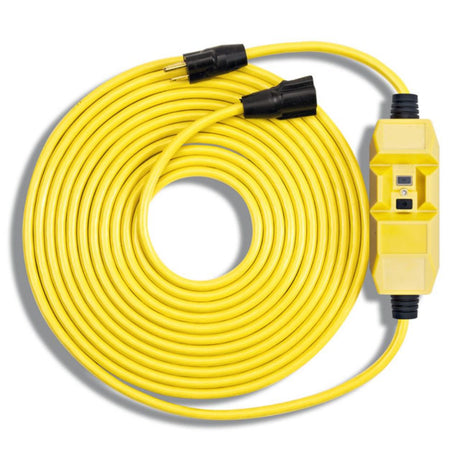 Southwire 26020150-1 50' 120V/15A 12/3 Gauge SJTW GFCI In-Line Cord Set, Yellow Color