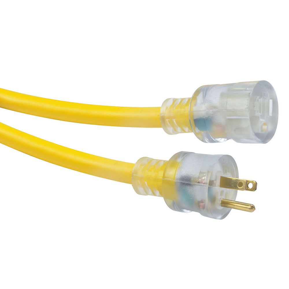 Southwire 2689SW0002 10/3 100' SJTW Yellow Extension Cord with Lighted End - 2