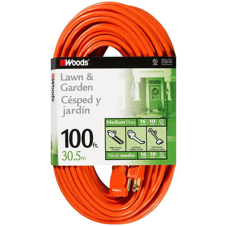 Southwire 269 100' 16/3 Gauge SJTW General Purpose Extension Cord, Orange Color