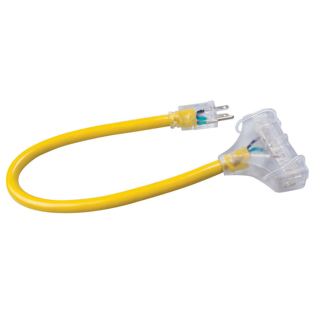 Southwire 3482SW8802 12/3 2' SEOW Yellow Polar/Solar Extension Cord Trisource - 2