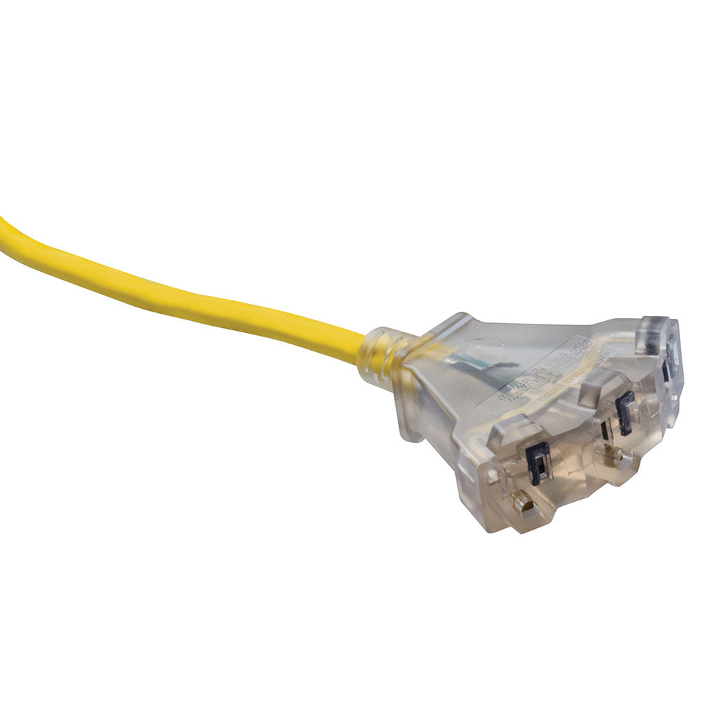 Southwire 4188SW8802 12/3 50' SJTW TRI-SOURCE Yellow Extension Cord W/Lighted End - 2