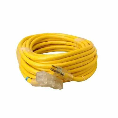 Southwire 4388SW8802 50' SJTW 10/3 Tritap Extension Cord w/ Power Light Indicator, Yellow