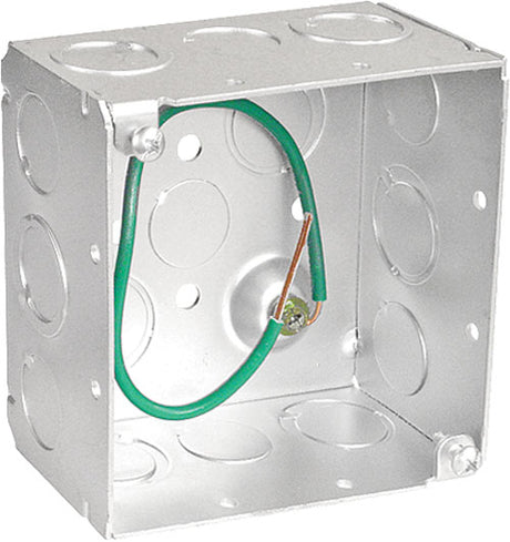 Garvin 52171-SPT 4"x2-1/8" Square Junction Box w/Ground Wire