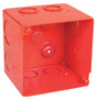 Garvin 52181-RED 4"x3-1/2" Square Junction Box, 1/2"-3/4" Knockouts