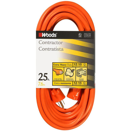 Southwire 528 25' Extension Cord, 12/3 Gauge SJTW, Orange Color