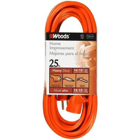 Southwire 625 25' Extension Cord, 14/3 Gauge SJTW, Orange Color