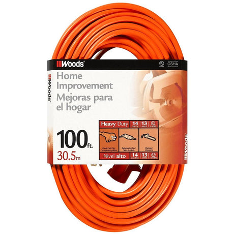 Southwire 627 100' Extension Cord, 14/3 Gauge SJTW, Orange Color