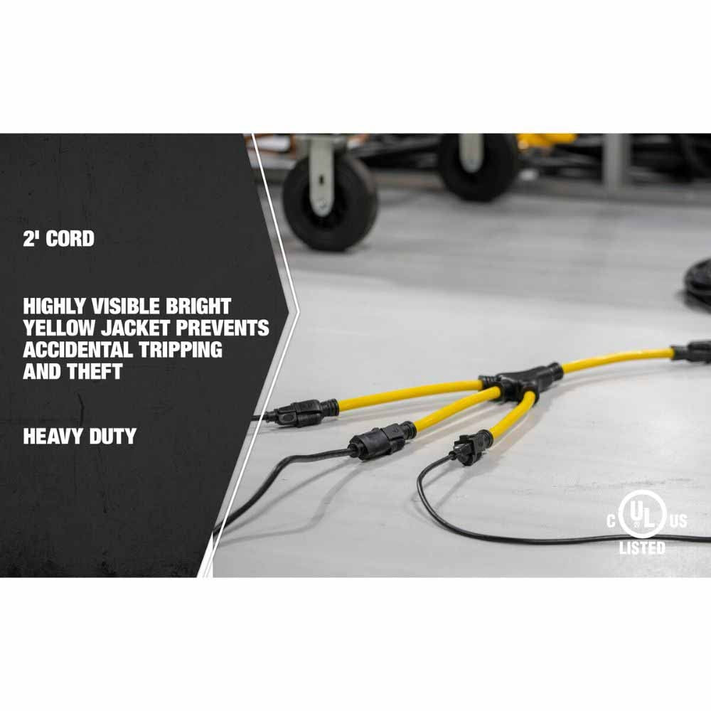 Southwire 90198802 2ft 12/3 STW 15Amp "W" Adapter 3 Way (Yellow) U Ground - 4