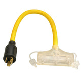 Southwire 90848802 2' Adapter Male Twist Lock to Female U Ground 3-Outlet, Tri Tap 12/3, W/Lit End 09084 - 2