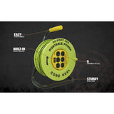 Southwire E238 Heavy Duty Power Station Cord Reel, with 6 Grounded Outlets, 12/3 50' Extension Cord, Built In 15-Amp Circuit Breaker, Green/Black - 2