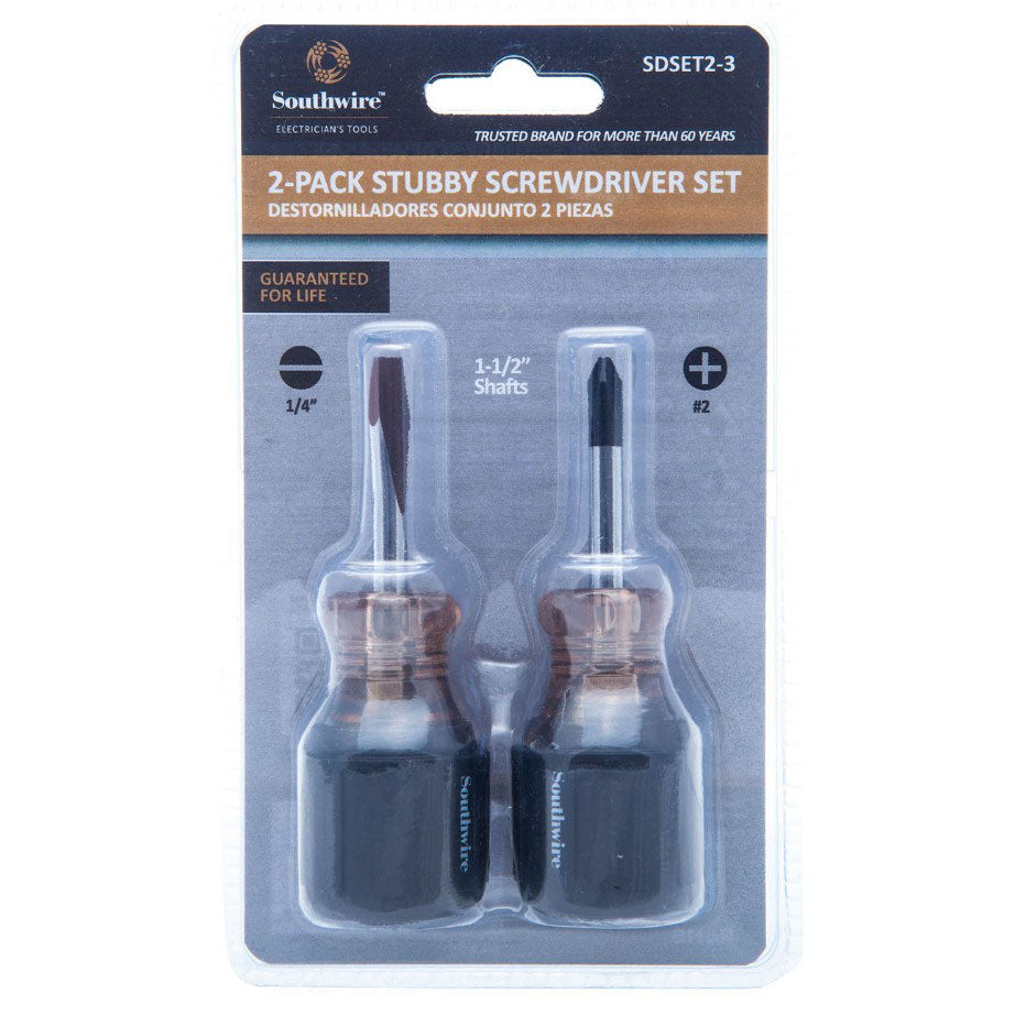 Southwire SDSET2-3 2-Pack Stubby Screwdriver Set - 2