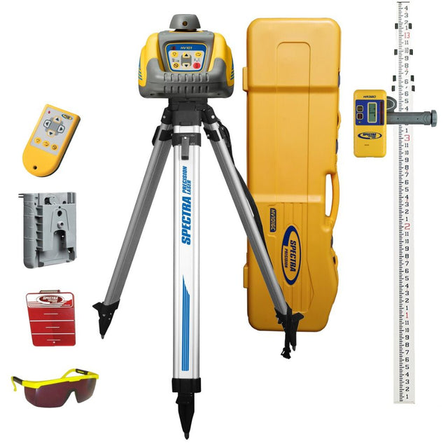 Spectra HV101GC-2 Self-Leveling Rotary Laser w/ HR320 Receiver, Tripod & Rod (Inches)