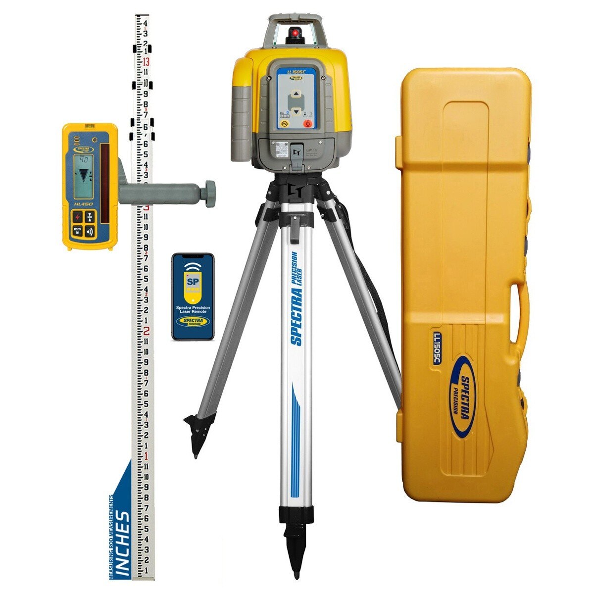 Spectra LL1505C-2 Laser Kit with HL450 Receiver, Tripod and Grade Rod