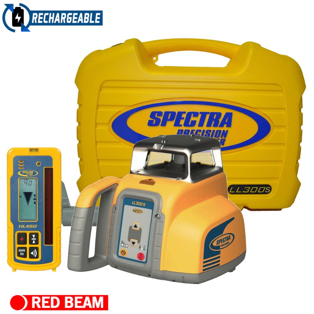 Spectra LL300S-4 Laser Level Package with HL450 Receiver - Rechargeable Batteries - 2