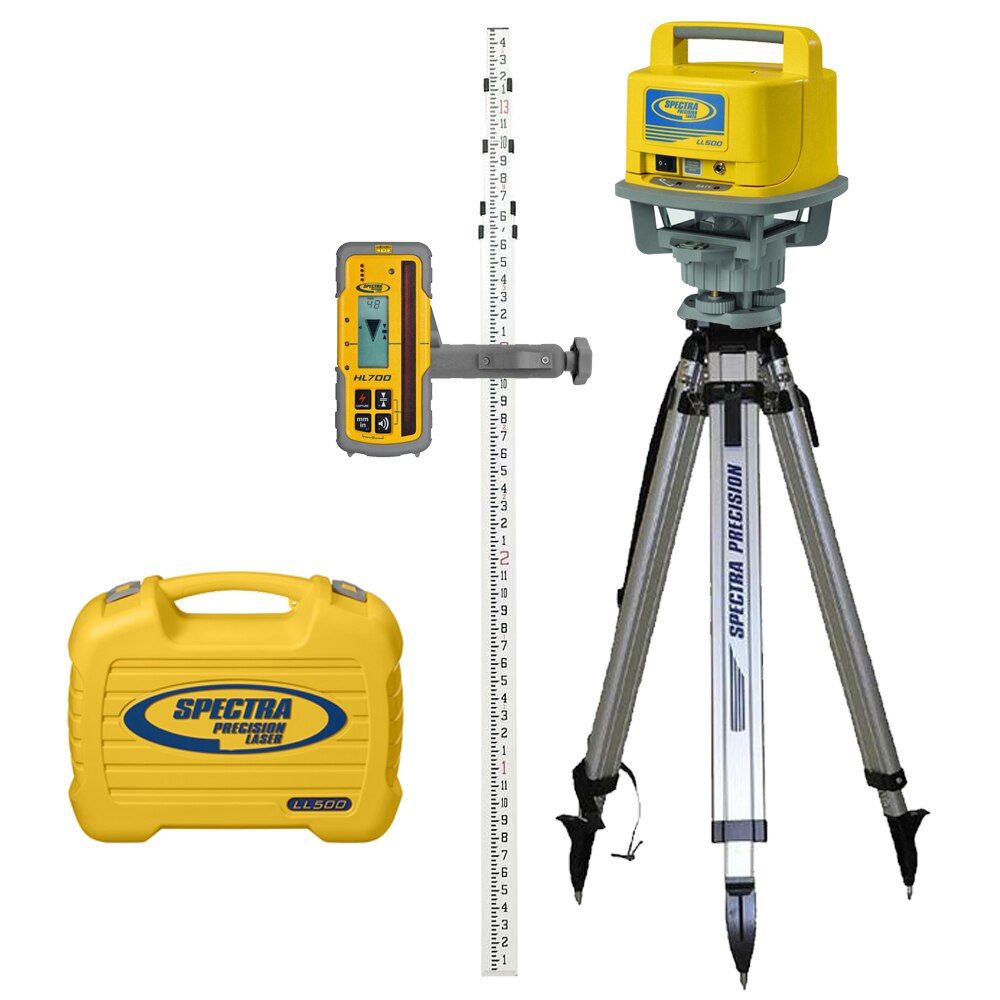 Spectra LL500-3 Long Range Laser Complete Package with HL700 Receiver, Tripod and Grade Rod (Metric)