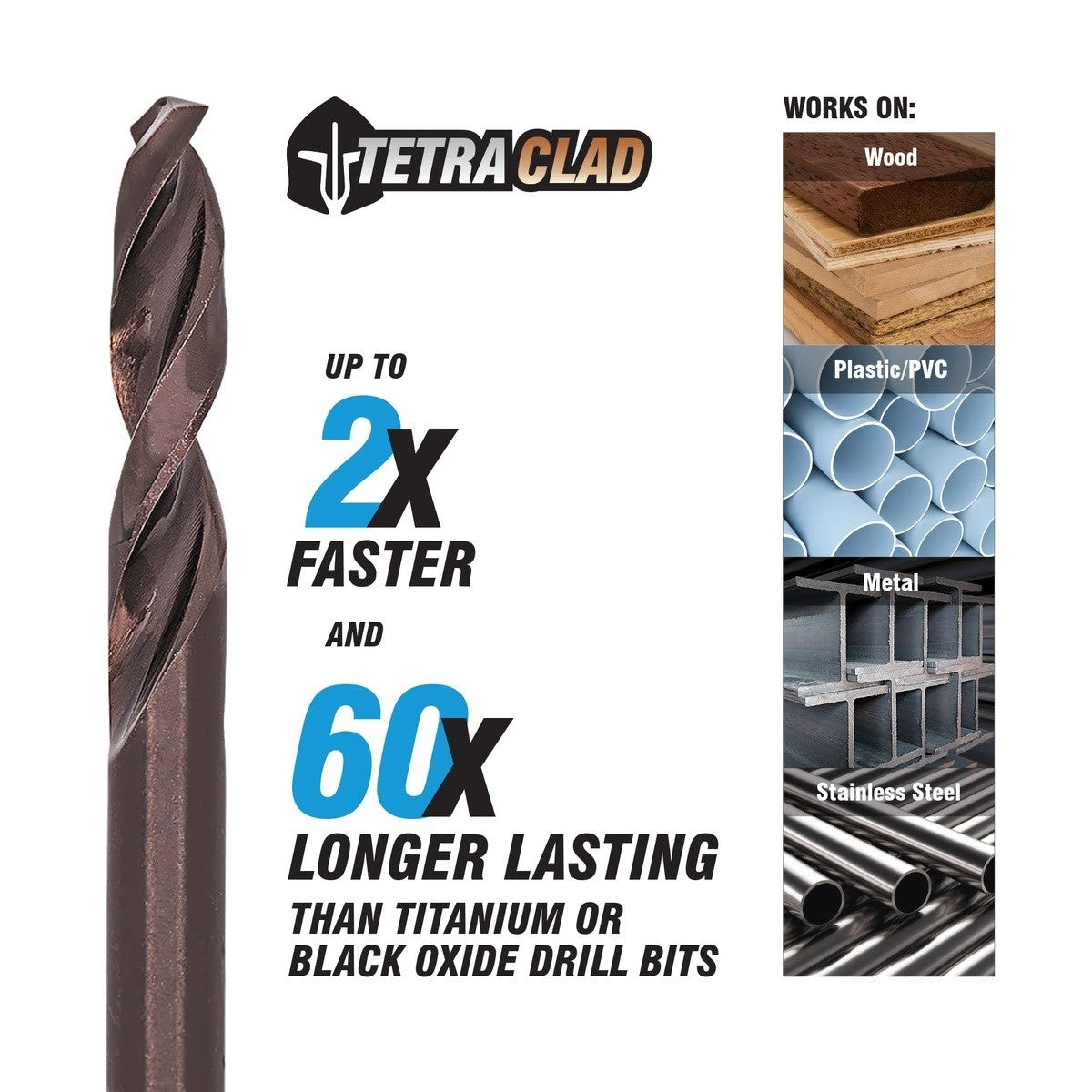 Spyder 100502 3/32" TetraClad Hex Shank Drill Bit for Multi-Material Drilling (2 Pack) - 3