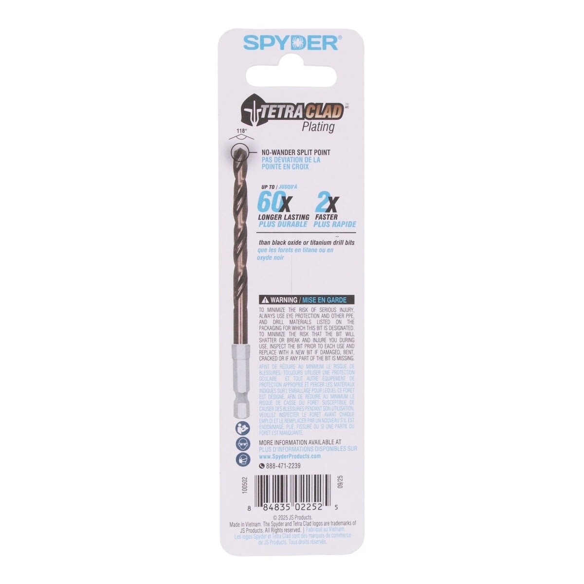 Spyder 100502 3/32" TetraClad Hex Shank Drill Bit for Multi-Material Drilling (2 Pack) - 7