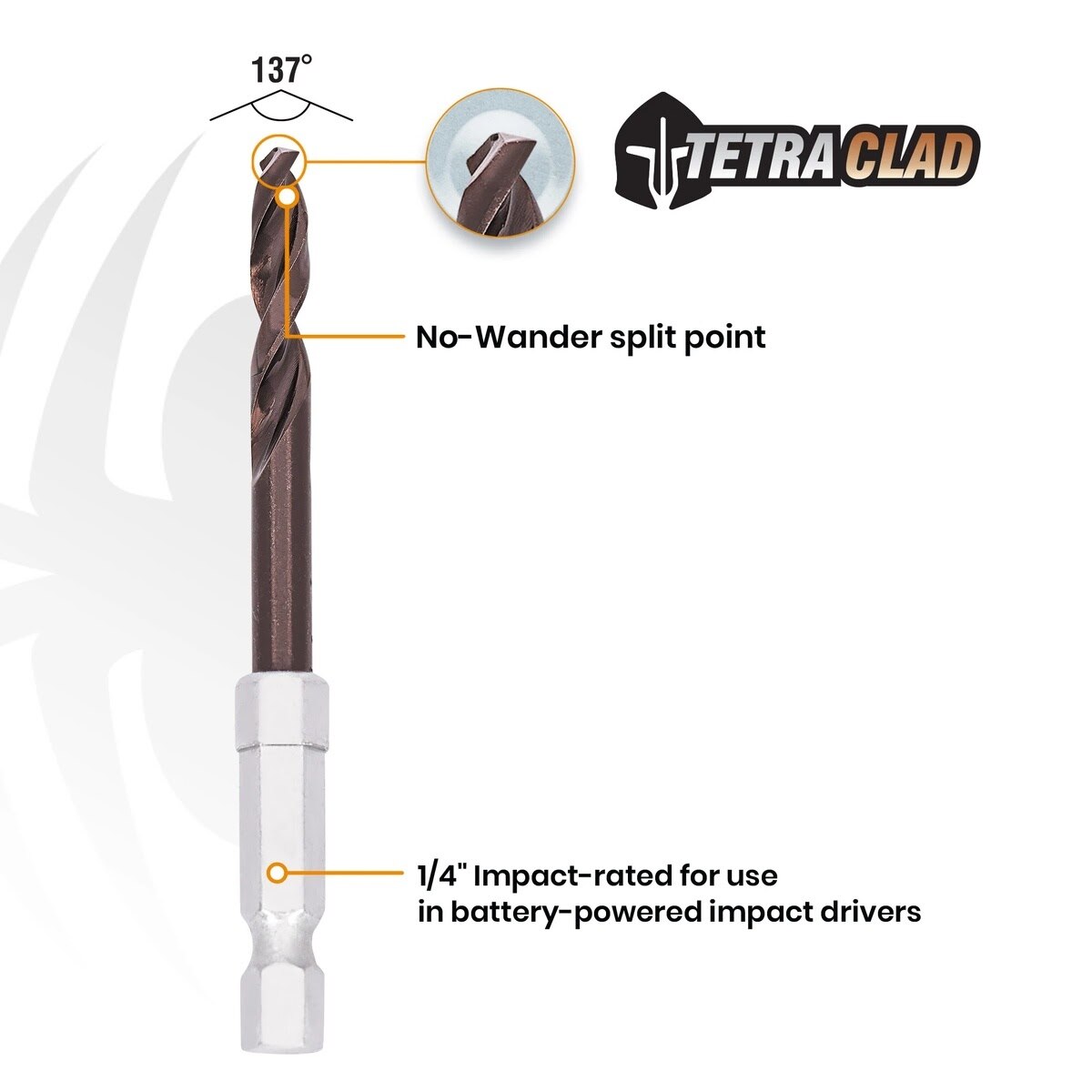 Spyder 100504 1/8" TetraClad Hex Shank Drill Bit Multi-Material (2 Pack) - 3