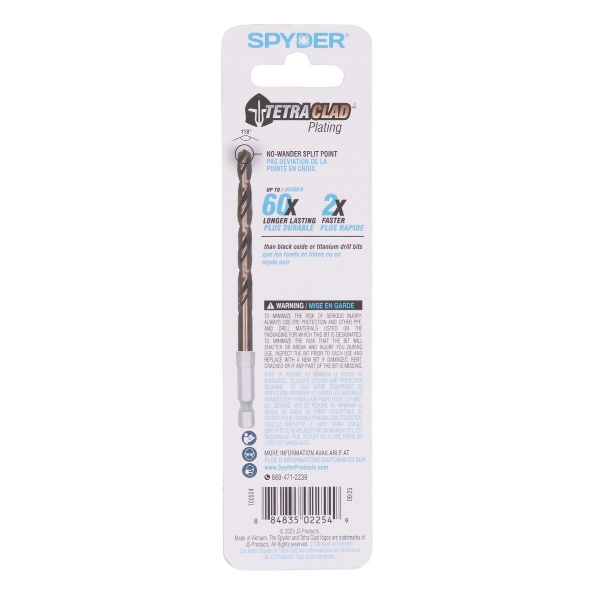 Spyder 100504 1/8" TetraClad Hex Shank Drill Bit Multi-Material (2 Pack) - 7
