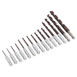 Spyder 100532 TetraClad 1/4" Hex Shank Drill Bit Set for Metal Wood PVC (15 Piece Set)