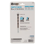 Spyder 100532 TetraClad 1/4" Hex Shank Drill Bit Set for Metal Wood PVC (15 Piece Set) - 8