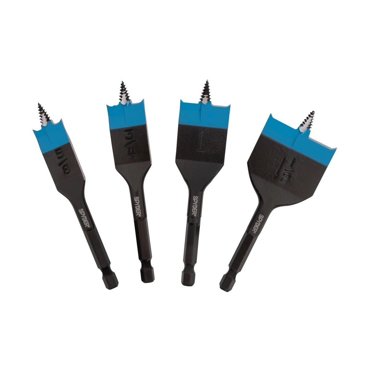 Spyder 11058 Stinger Stubby Spade Bit Set with Auto-Feed Threaded Tip for Tight Spaces 4 in Overall Length (4 Piece Set)