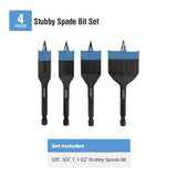 Spyder 11058 Stinger Stubby Spade Bit Set with Auto-Feed Threaded Tip for Tight Spaces 4 in Overall Length (4 Piece Set) - 2