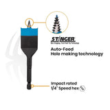 Spyder 11058 Stinger Stubby Spade Bit Set with Auto-Feed Threaded Tip for Tight Spaces 4 in Overall Length (4 Piece Set) - 3