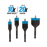 Spyder 11058 Stinger Stubby Spade Bit Set with Auto-Feed Threaded Tip for Tight Spaces 4 in Overall Length (4 Piece Set) - 4