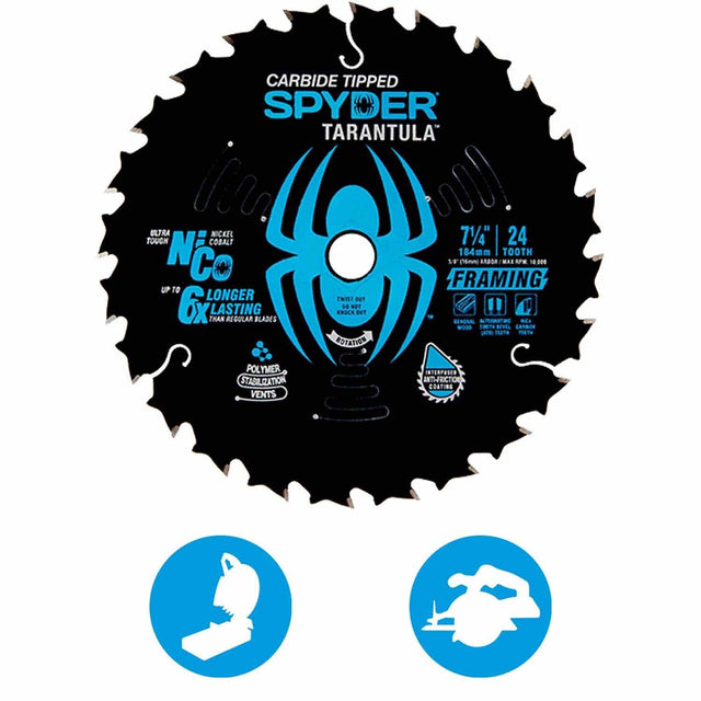 Spyder 13001 7-1/4-Inch 24-Tooth TCT Framing Circular Saw Blade