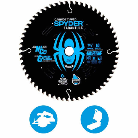 Spyder 13018 7-1/4-Inch 60-Tooth TCT Ultra Fine Circular Saw Blade