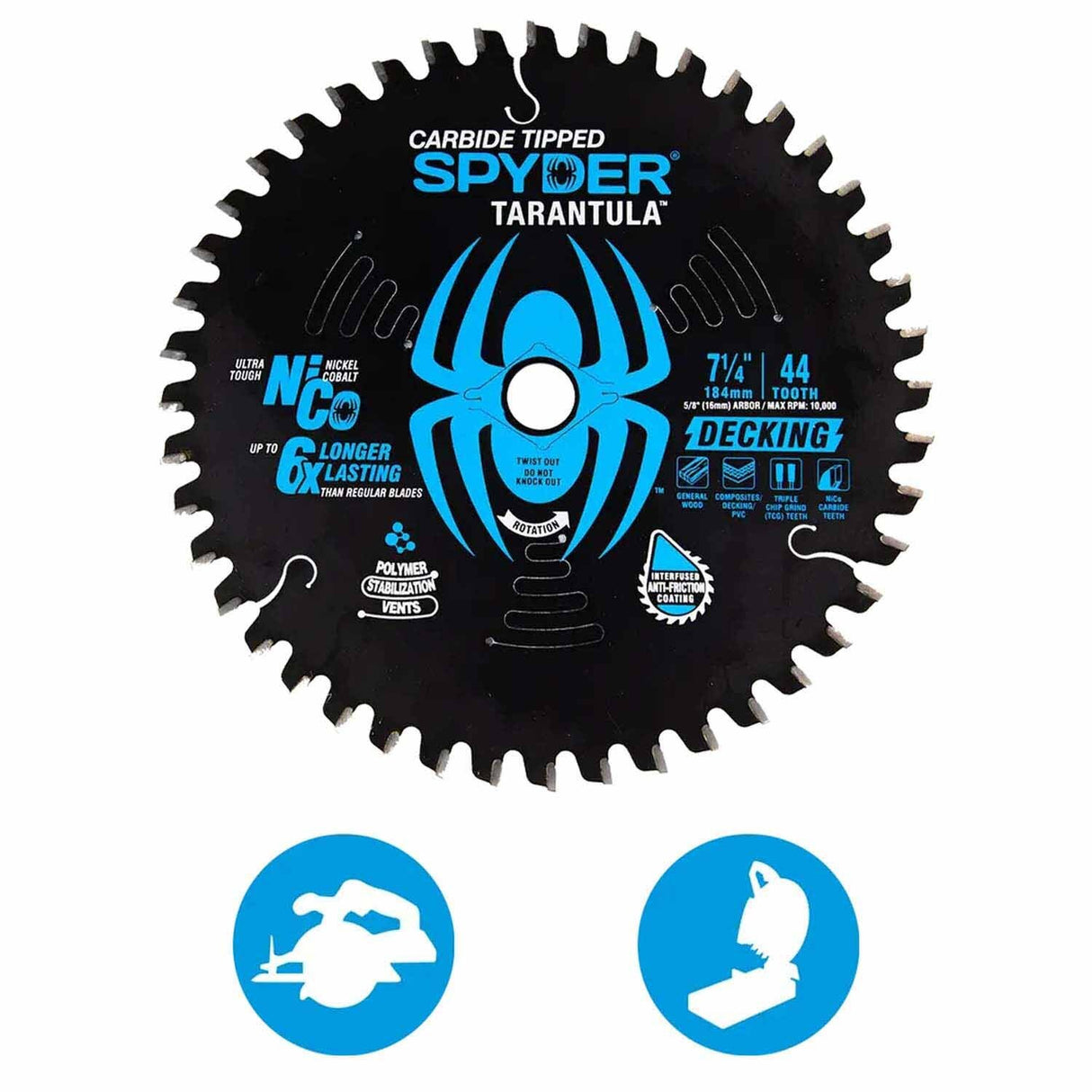 Spyder 13019 7-1/4-Inch 44-Tooth Decking Circular Saw Blade