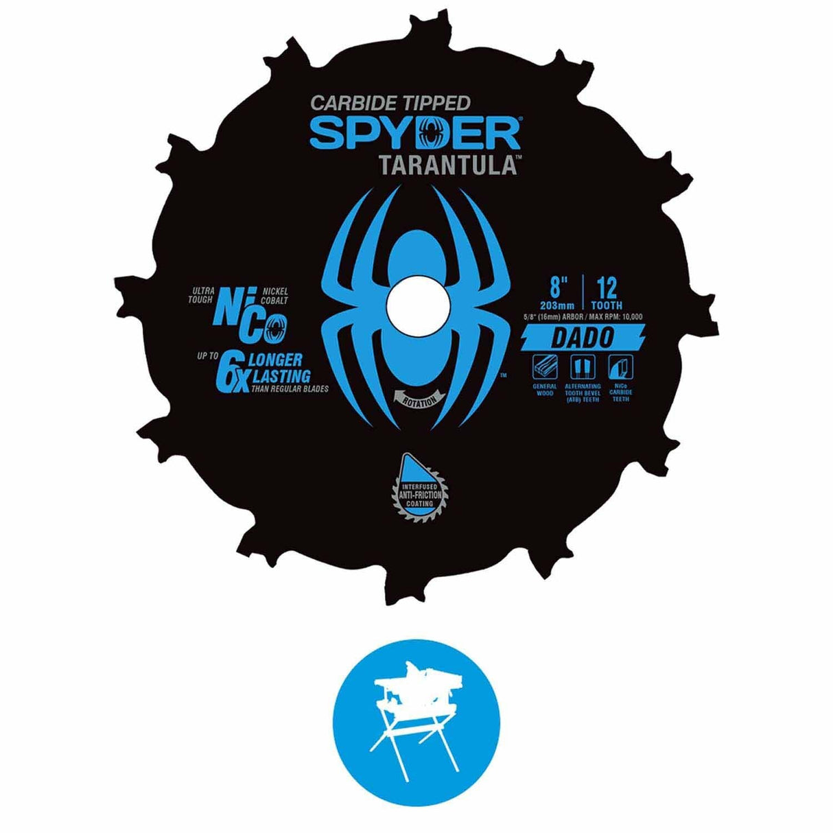 Spyder 13024 8-Inch 12-Tooth Dado Tungsten Carbide Tipped Steel Circular Saw Blade