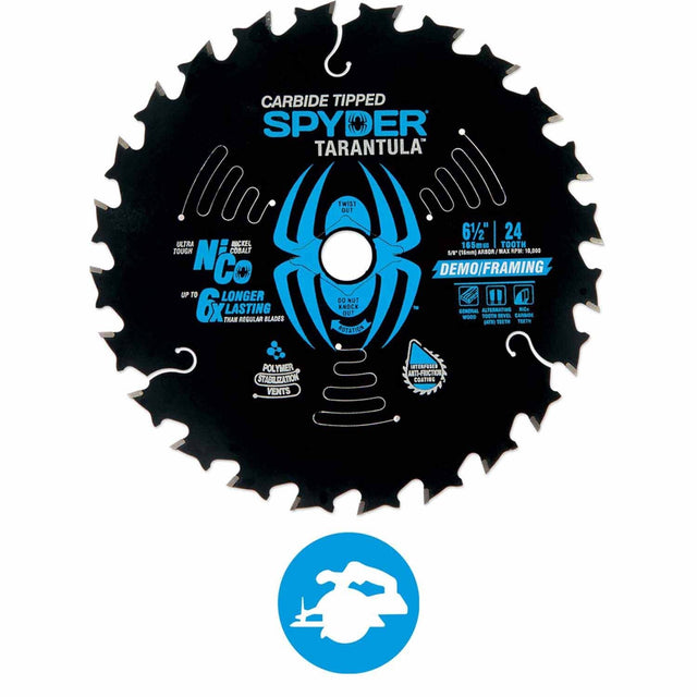 Spyder 13041 6-1/2-Inch 24-Tooth TCT Demolition Circular Saw Blade